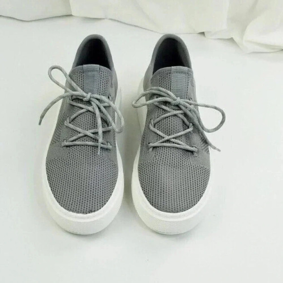 J Slides Women's Lace Up Mesh Fabric Embellished Heel Logo Gray Fashion Sneakers - Picture 7 of 12